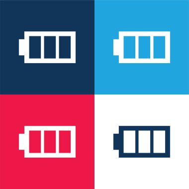 Battery Image With Three Areas blue and red four color minimal icon set clipart