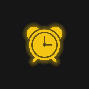 Büyük Alarm Saati sarı parlak neon simgesi