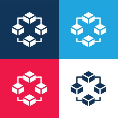 Blokzincir mavi ve kırmızı dört renk en küçük simge kümesi