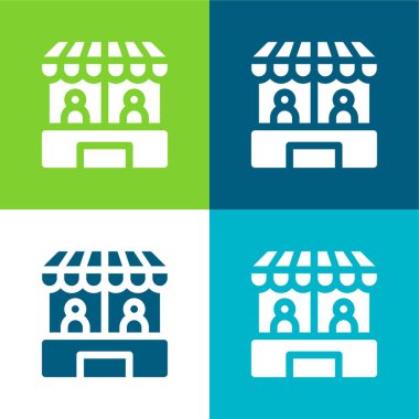 Booth Düz 4 renk simgesi seti