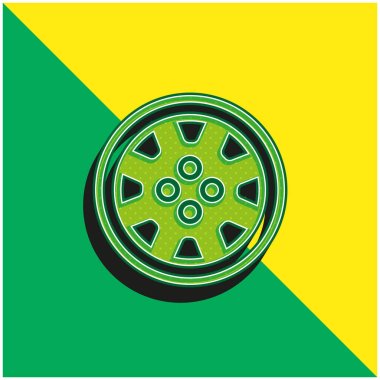 Alloy Wheel Green ve sarı 3d vektör simgesi