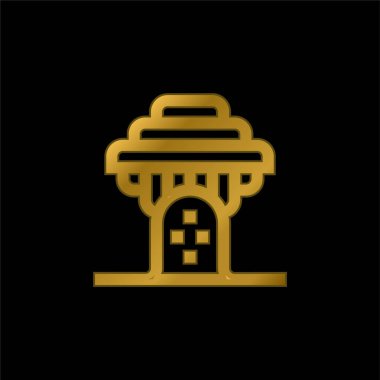 Baobab altın kaplama metalik simge veya logo vektörü