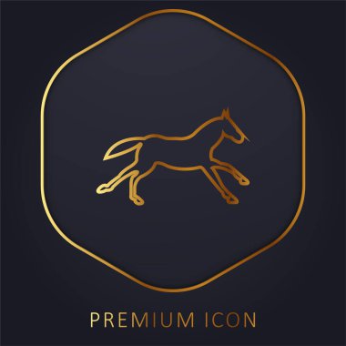 Black Running Horse golden line premium logo or icon clipart