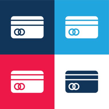 Atm Kart mavi ve kırmızı dört renk minimal simgesi