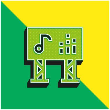 Büyük Ekran Yeşil ve Sarı 3D vektör simgesi logosu