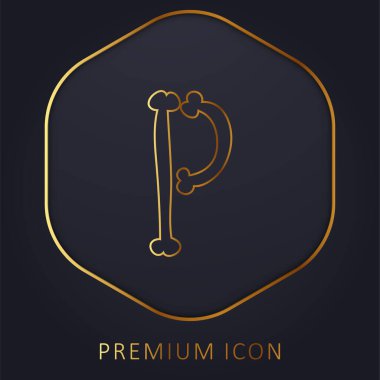 Kemikler Cadılar Bayramı Tipografisi P harfinin altın çizgi prim logosu veya simgesi şeklinde