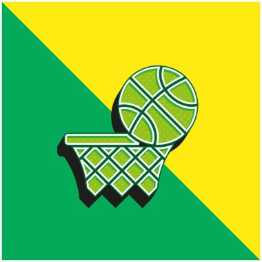 Basketbol Yeşil ve Sarı modern 3D vektör simgesi logosu