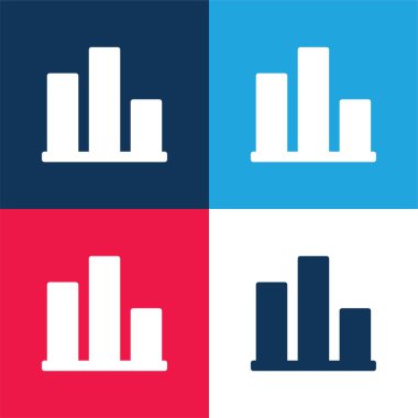 Çizelge mavi ve kırmızı dört renk minimal simge kümesi