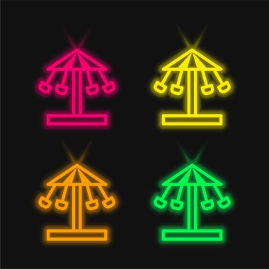 Lunapark dört renkli neon vektör simgesi