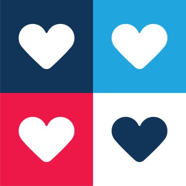 Black Heart blue and red four color minimal icon set clipart