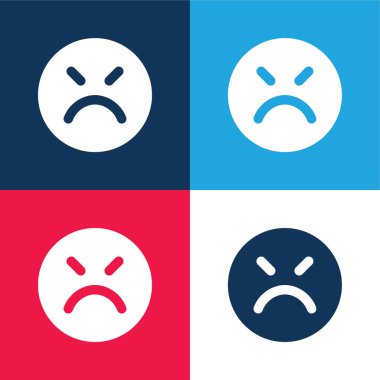 Kızgın mavi ve kırmızı dört renk en düşük simge kümesi