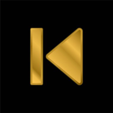 Medya Düğmesi Arrow altın kaplama metalik simge veya logo vektörü başlatılıyor
