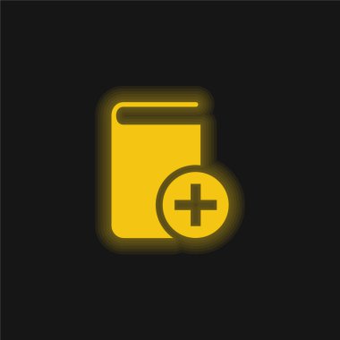 Düğme Sarı Parlak Neon Simgesi Ekle