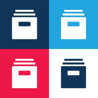 Arşiv mavi ve kırmızı dört renk minimal simge kümesi