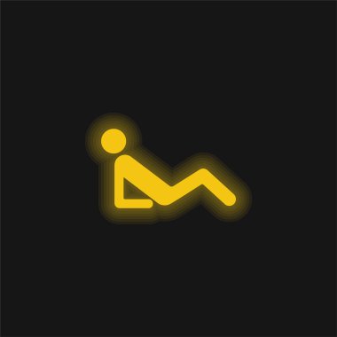 Abs Egzersiz sarı parlak neon simgesi