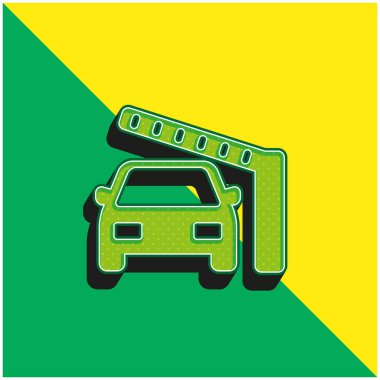 Barrier And Car Green and yellow modern 3d vector icon logo clipart