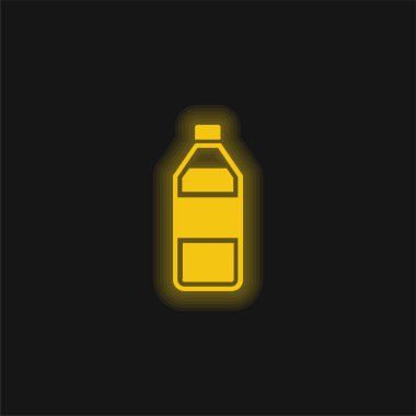 Bir şişe su sarı parlak neon ikonu
