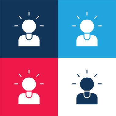 Beyin fırtınası mavi ve kırmızı dört renk minimal simgesi