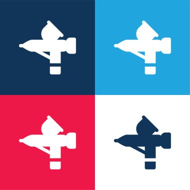 Hava fırçası mavi ve kırmızı dört renk minimal simge kümesi