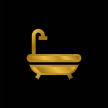 Küvet altın kaplama metalik simge veya logo vektörü