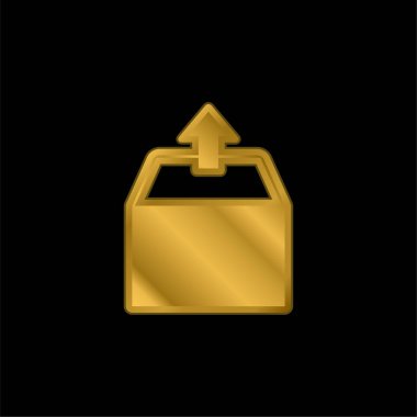 Kutu altın kaplama metalik simge veya logo vektörü