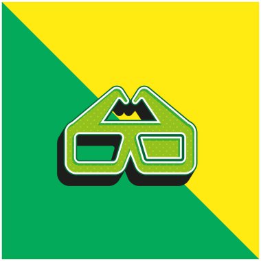 3d Gözlük Yeşil ve Sarı 3d vektör simgesi