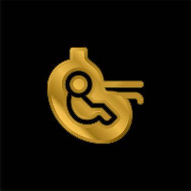 Baby gold plated metalic icon or logo vector clipart