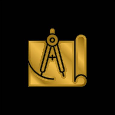 Mimari altın kaplama metalik simge veya logo vektörü