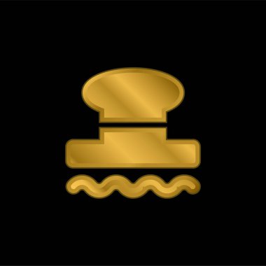 Bollard altın kaplama metalik simge veya logo vektörü