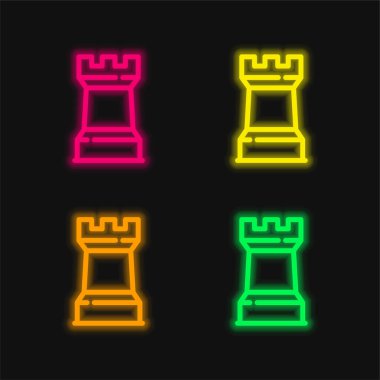 Big Towers four color glowing neon vector icon clipart