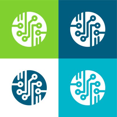 Bio Sensor Flat four color minimal icon set clipart