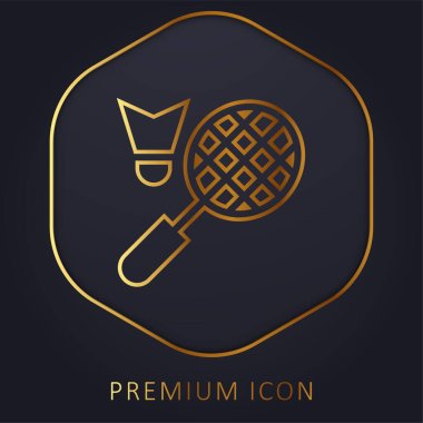Badminton altın çizgisi prim logosu veya simgesi