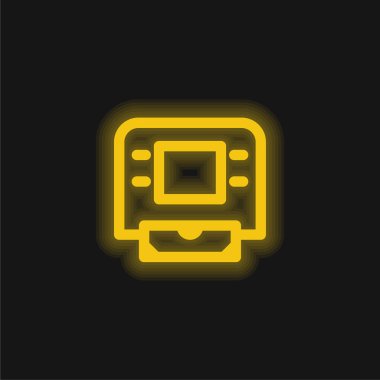 ATM Makinesi sarı parlak neon simgesi