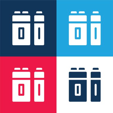 Pil mavi ve kırmızı dört renk minimal simge kümesi