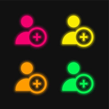 Dört renk parlayan neon vektör simgesi ekle