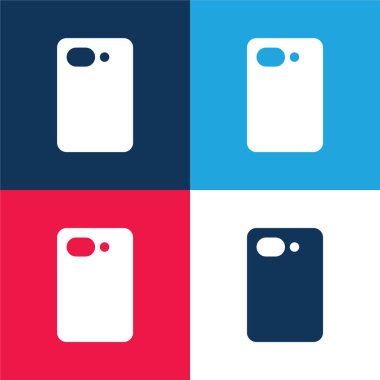 Geri Kamera mavi ve kırmızı dört renk minimal simge seti