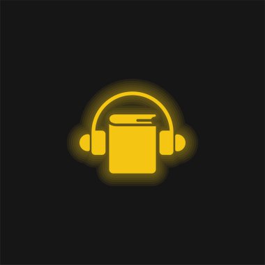Audiobook yellow glowing neon icon clipart