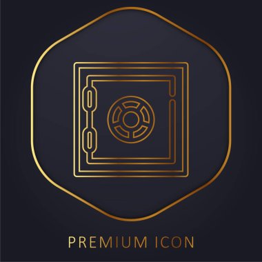 Bank Safe Box golden line premium logo or icon clipart
