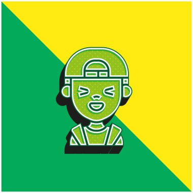 Çocuk Yeşil ve Sarı Modern 3D vektör simgesi logosu