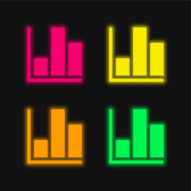 Çubuk Çizelgesi dört renk parlayan neon vektör simgesi