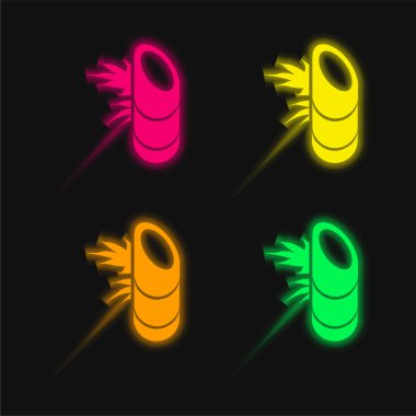 Japonya 'dan gelen dört renkli neon vektör ikonu Bambu Bitkisi