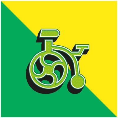 Bisiklet Yeşil ve Sarı Modern 3D vektör simgesi logosu
