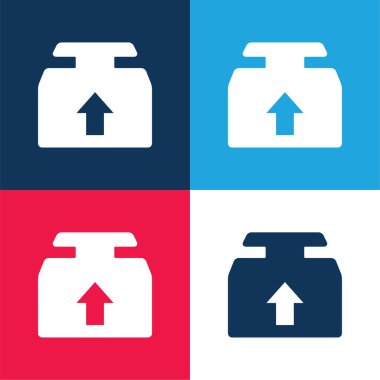 Kutu mavi ve kırmızı dört renk minimal simge kümesi