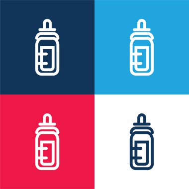 Bebek Şişe Taslak Mavi ve Kırmızı Minimum Renk Simgesi