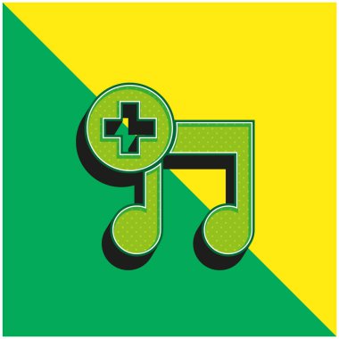 Add Song Interface Symbol Green and yellow modern 3d vector icon logo clipart