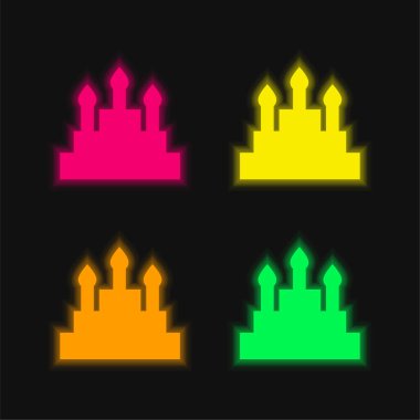 Doğum günü pastası. Parlak neon vektör simgesi.