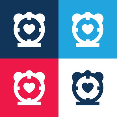 Alarm Saati mavi ve kırmızı dört renk minimal simgesi seti