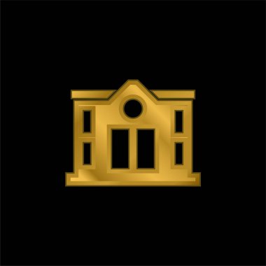 Bank gold plated metalic icon or logo vector clipart
