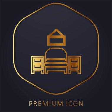 Bedroom Furniture Equipment golden line premium logo or icon clipart