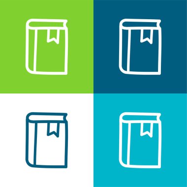 Ajanda El Çizim Aracı Dış Hattı Düz 4 renk minimal simgesi seti